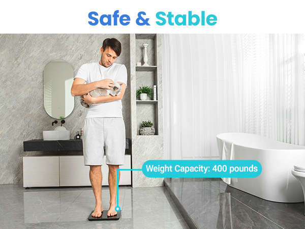 Stable and Safe: The scale's enhanced structure can hold up to 400 pounds safely.
