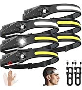 Rechargeable Headlamps with Motion Sensor 6pcs, 230° Wide Beam LED Head Lamps Rechargeable Batter...