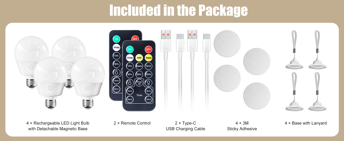 Brightown E26 Rechargeable Light Bulb with Remote