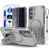 for Samsung S24 Plus&amp;S25 Plus case[Compatible with MagSafe][with 2 * 9H Fingerprint Unlock Glass ...