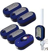 Evelots Magnetic Work Light - 6 Pack - 27 LED Lights - Swivel Hook - Closet, Under Cabinet, Car R...