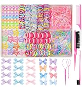 889 pcs Elastic Hair Bands Girls Hair Accessories Set Ponytail Holders Colorful Hair Ties Set wit...