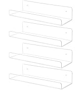 TONICE 4 Pack Acrylic Shelves for Wall 10in Floating Shelf Wall Mounted Set for Room, Bedroom, Ba...