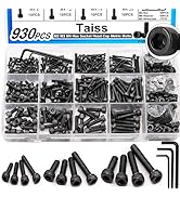Taiss 930PCS M2 M3 M4 Screw Kit,Hex Socket Head Cap Screws Bolts Assortment with Nuts and Washers...