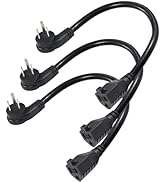 [3 Pack] 8inch Flat Plug Short Power Extension Cord - Black Low Profile Flat Plug Short 3 Prong G...