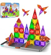 Mini Magnetic Tiles, 45PCS Diamond Pattern Magnetic Tiles Travel Set with Case, Portable Building...