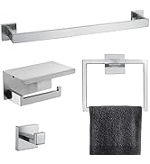 Brushed 4-Piece Bathroom Hardware Set Premium Stainless Steel Bath Towel Bar Sets Wall Mounted Ba...