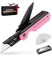 WORKPRO 2-in-1 Folding Knife/Utility Knife, Wood Handle, G10 Handle | Quick-Change Box Cutter, Li...