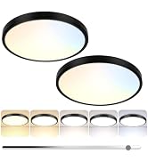 2-Pack 36W Dimmable LED Ceiling Lights Black, 13 inch Flush Mount Light Fixtures 3600LM 2700K/300...