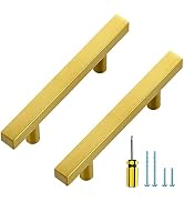 Ravinte 30 Pack Gold Cabinet Handles 3 Inch Brushed Brass Square Cabinet Pulls Gold Hardware for ...
