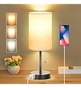 Dott Arts Table Lamp for Bedroom, 3-Color Bedside Lamps with Pull Chain, Bedroom Table Lamps for ...