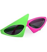 PLAY BLING Novelty Party Sunglasses 80s Asymmetric Glasses Hot Pink and Neon Green Glasses for Hi...