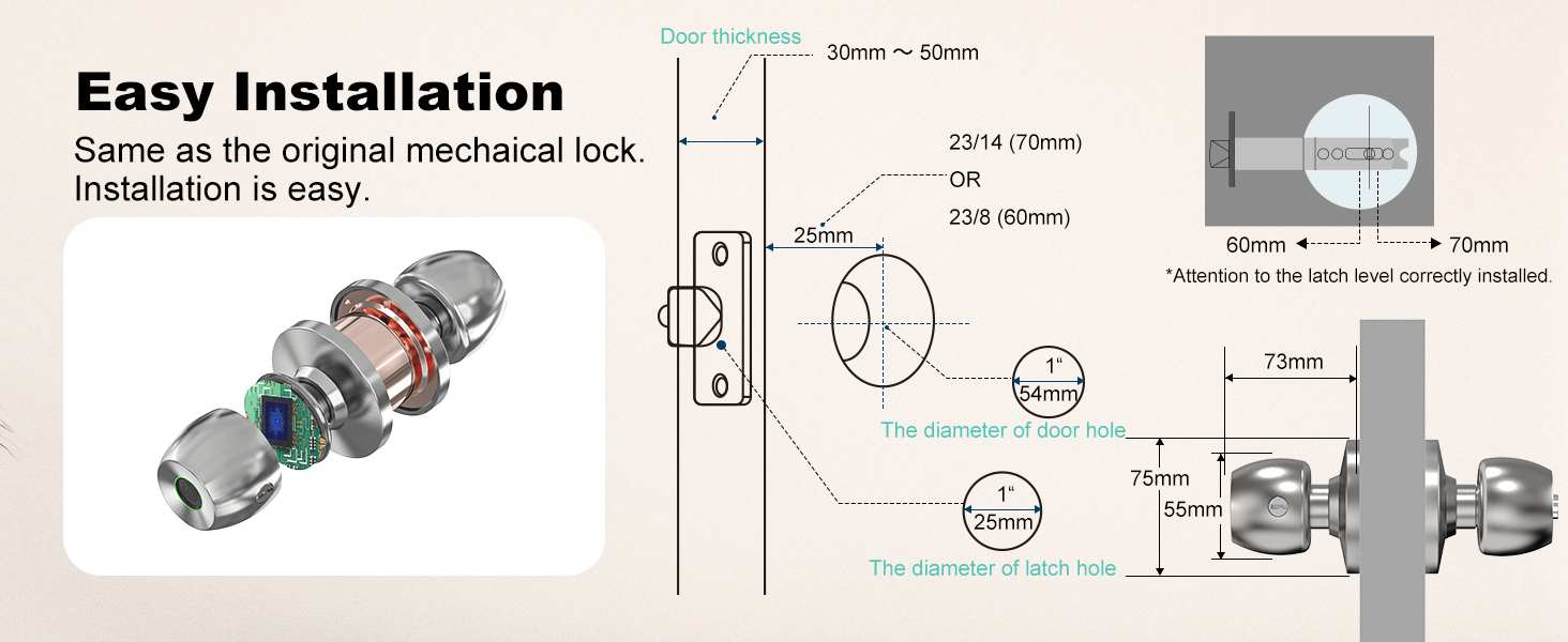 3 in 1 Finger Print Door Knob