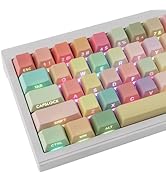 TYRIXKI PBT Keycaps - Side Printed Keycap Set,133 Keys Shine Through Cute Rainbow Candy Keycaps, ...