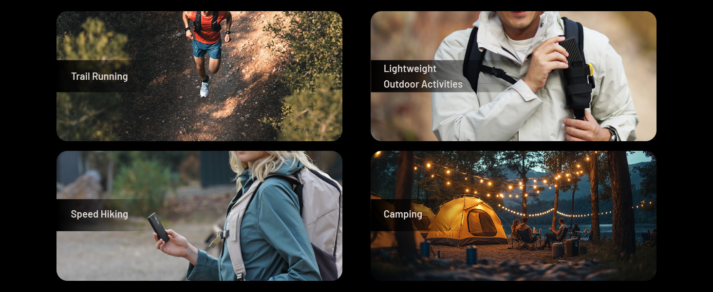 Different scenarios that the NB Air can be used in like camping, hiking, etc.