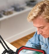 KUVRS 12X Square Magnifying Glass with Light and Clamp, Ultra Long 3-Section Arm LED Lighted Magn...