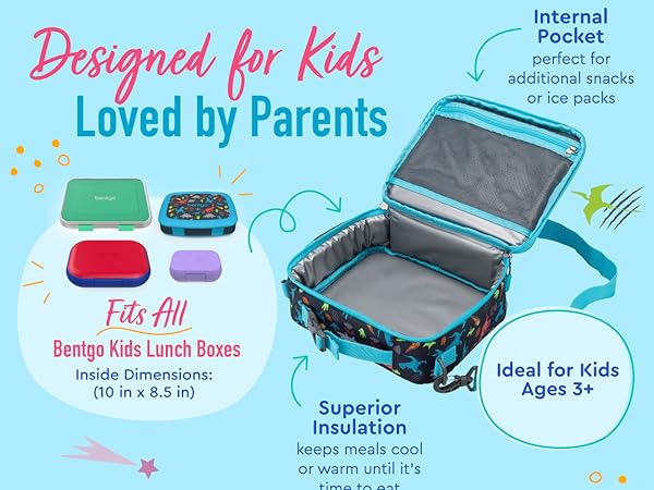 designed for kids loved by parents premium insulation pockets zippers compartments straps fun prints
