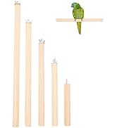 Angoily Natural Wood Bird Perch Stand Set, Parakeet Perches, 5Pcs 4, 6, 8, 10, 11 Inch Parrot Sta...