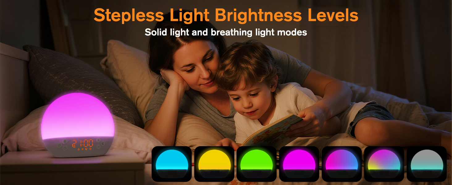 white noise sound machine sunrise alarm clock wake up light bedside night lamp sleep Aid best gift 