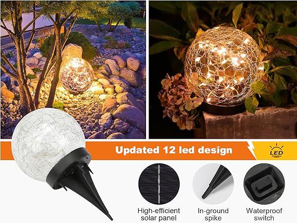 Solar Globe Lights Outdoor Waterproof
