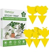 Yellow Sticky Traps for Plant Gnats, 50 Pack Fungus Gnat Trap, Effective Sticky Gnat Traps for In...