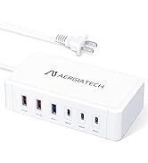 Aergiatech USB C Charging Station, 128W 6-Port USB Charger Station Multi Port USB Hub with PD3.0 ...