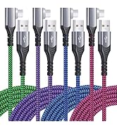 Excgood 90 Degrees USB Type C Cable, [10ft] 4-Pack Right Angle Fast Charger Cord Compatible with ...