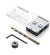 POWERTEC 71715 Dowel Drilling Jig with Depth Scale, Laser Cut Alignment Marker, Cobalt M-35 Drill...