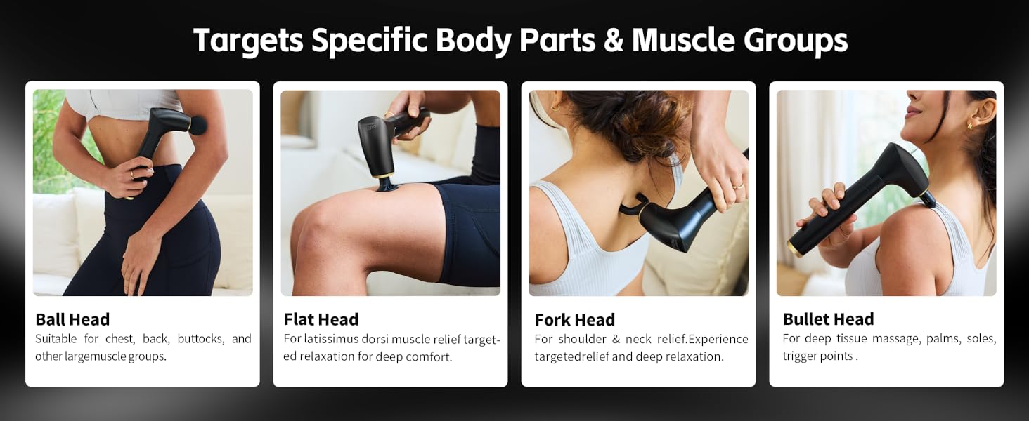 handheld massage gun extension handle with 4 attachments