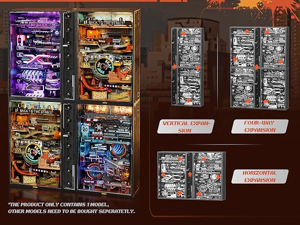 ROKR 3D Puzzle for Adults, Electric Marble Run Model Kits, Parallel World Hip-hop Street