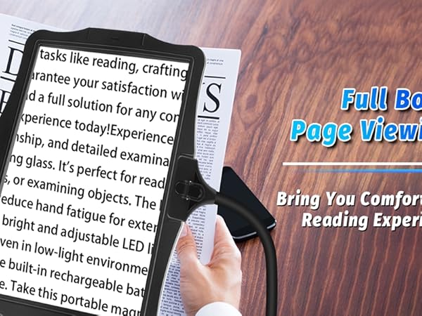 Large Rechargeable Magnifying Glass with Light and Stand