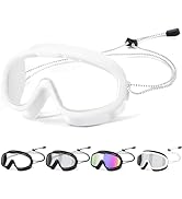 Otionus Swim Goggles for Adult Men Women Youth, Bungee Strap Swimming Goggles Wide View No Hair P...