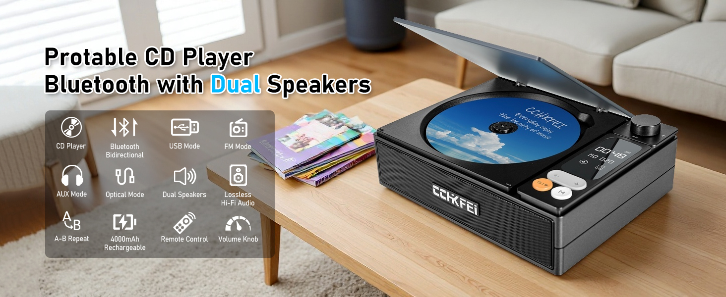 portable cd player with speakers for home