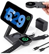 Foldable 3 in 1 Charging Station for Apple Devices with USB C Charger,Wireless Charger for Travel...