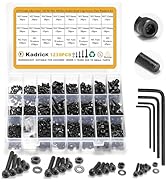 1230PCS M2 M3 M4 M5 Screws Nuts and Washers Assortment, Grade 12.9 Alloy Steel, Hex Socket Head C...