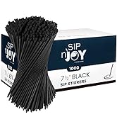 Crystalware, Plastic Stir Straw, Sip Stirrer, For Coffee and Cocktail, 7 1/2 Inches 1000/Box, Black