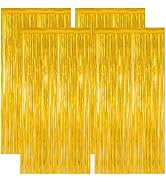 4 Pack 2025 Graduation Party Decorations, 3.28 x 7.05 Feet Gold Grad Curtains, Metallic Gold Back...