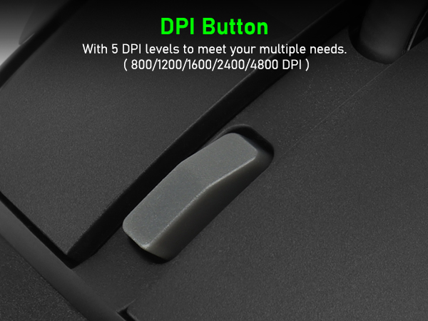 With 5 DPI levels to meet your multiple needs.