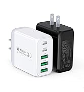 50W USB C Wall Charger Block, 2Pack 5-Port C Charger Fast Charging Block PD Power Adapter+QC 3.0 ...