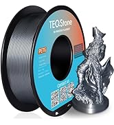 TEQStone PETG Filament 1.75mm Silver 1KG Spool, Consistent Diameter +/-0.02mm 3D Printer Filament...