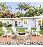 LUE BONA HDPS Folding Adirondack Chair Set of 4, 350lbs Capacity Heavy Duty Outdoor Chair for Pat...