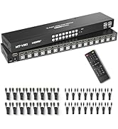 MT-VIKI 4K@60Hz KVM Switch HDMI 16 Port w/16 Cables &amp; 3.5mm Audio, Rack Mount KVM Switch, 4 USB 2...