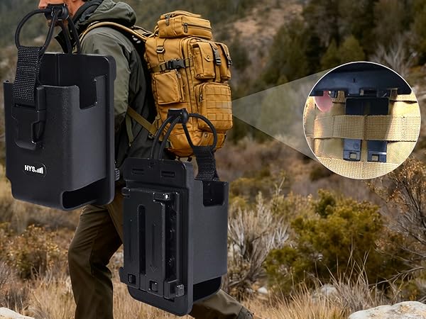 HYS Tactical MOLLE Holder for Belt, Vest, or Pack, Walkie Talkie Holder with Belt Clip Mount Base