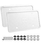 XCLPF Silicone White License Plate Frame Covers 2 Pack- Front and Back Car Plate Bracket Holders....
