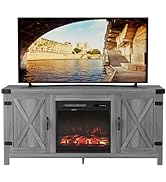 JUMMICO Modern TV Stand with Double Barn Doors Storage Cabinets for TVs to 65+ Inch, Farmhouse TV...