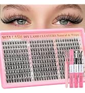 Lash Clusters Kit Wispy Eyelash Clusters Lashes Kit Natural DIY Lash Extension Kit 10-16mm Cluste...