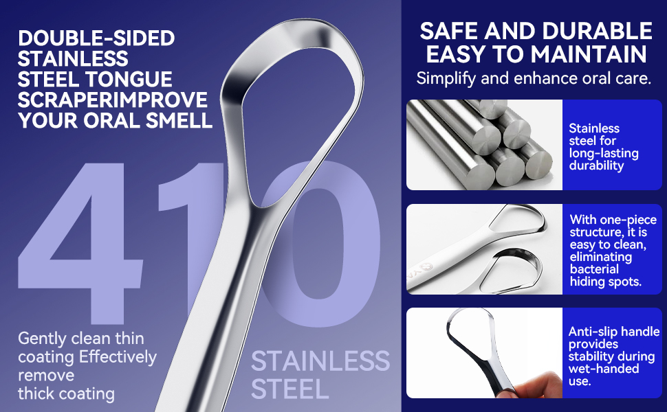 Josgis Stainless Steel Tongue Cleaner Scraper