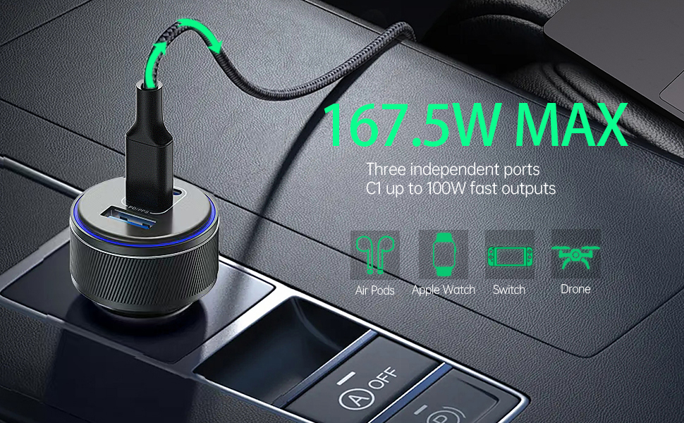 167.5wBlack 100w CAR CHARGER