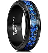 King Will 316L Stainless Steel Spinner Ring for Men Women- 8mm Width Black/Silver Fidget Ring wit...