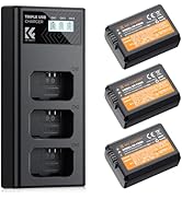 K&amp;F CONCEPT 3-Pack NP-FW50 Battery and Upgraded 3-Slot ZV-E10 Battery Charger Compatible with Son...